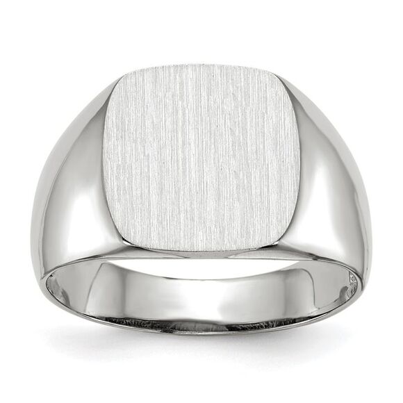 Kazi Luxury 14k White Gold 12.5x12.5mm Open Back Signet Ring